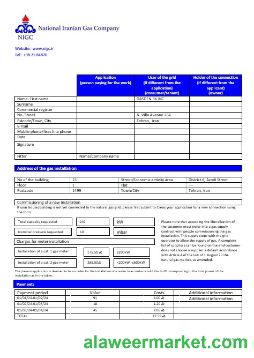 Iran National Iranian Gas Company gas business utility bill template in Word and PDF format